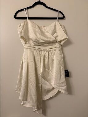 NWT Ivory Satin Asymmetrical Skater Dress